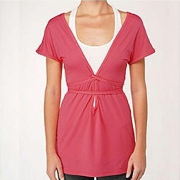 Lululemon Women's Dance Chill Wrap Short Sleeves Top Aqua Convertible Size 8 - Picture 10 of 10